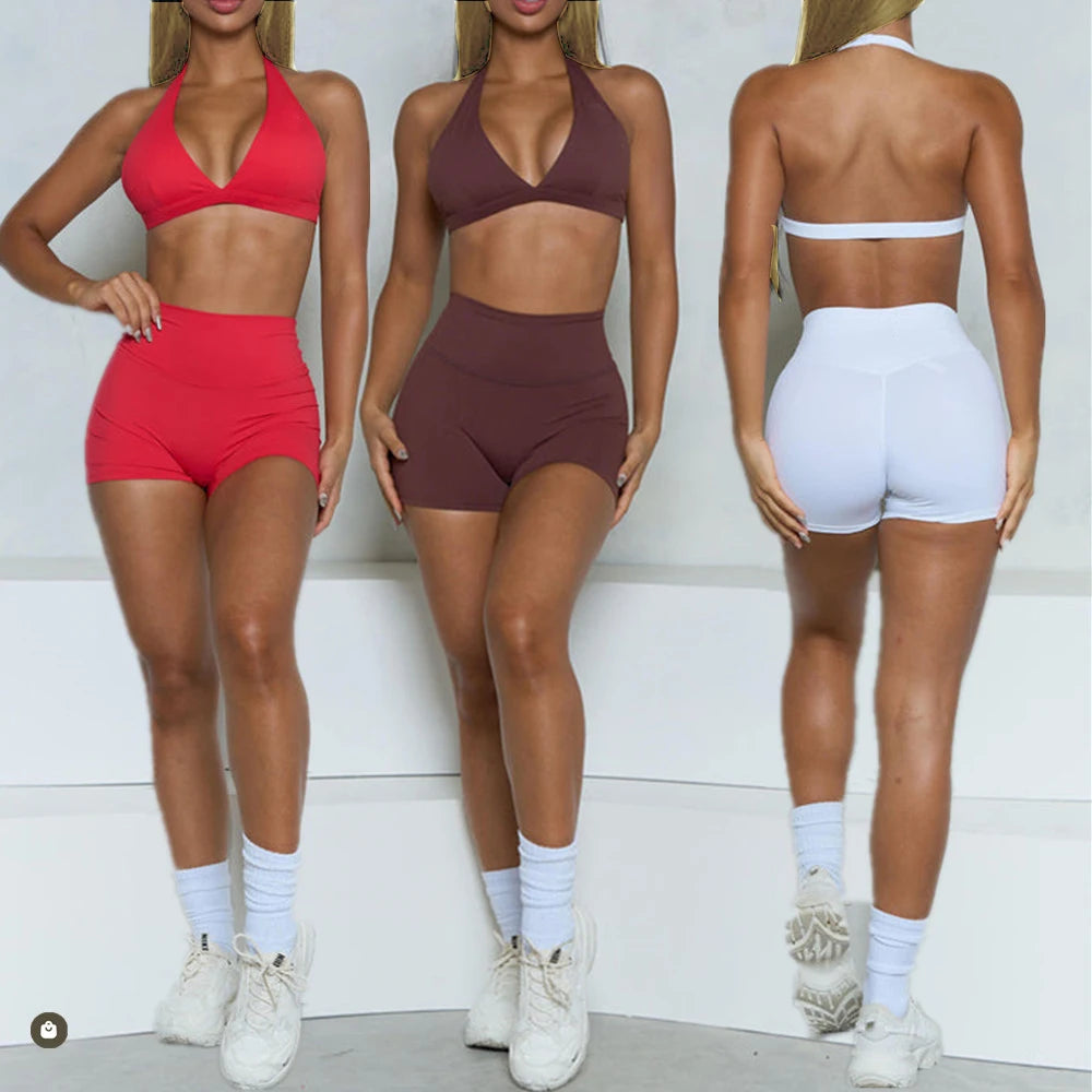 1/2PCS Gym Halter Yoga Set Women Gym Sportswear Outfits